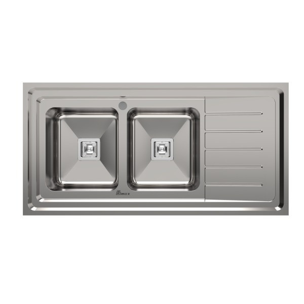 سینک ظرفشویی استیل روکار دو لگنه بیمکث مدل 925